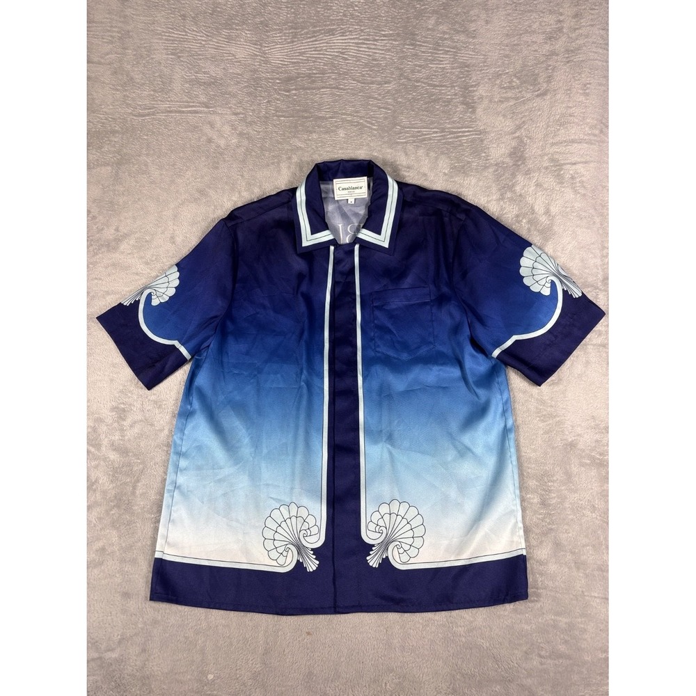Casablanca Paris Place Vendôme Button-Up M Blue Silk Vendôme Mens